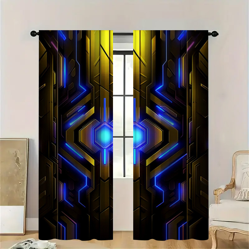 Office Tech Decor - Tende tecnologiche geometriche da 2 pezzi