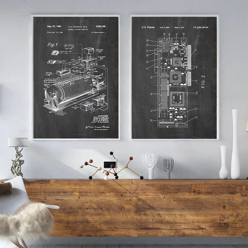 Set di 6 Stampe Vintage di Bre - Tech Office Wall recensione e prezzo